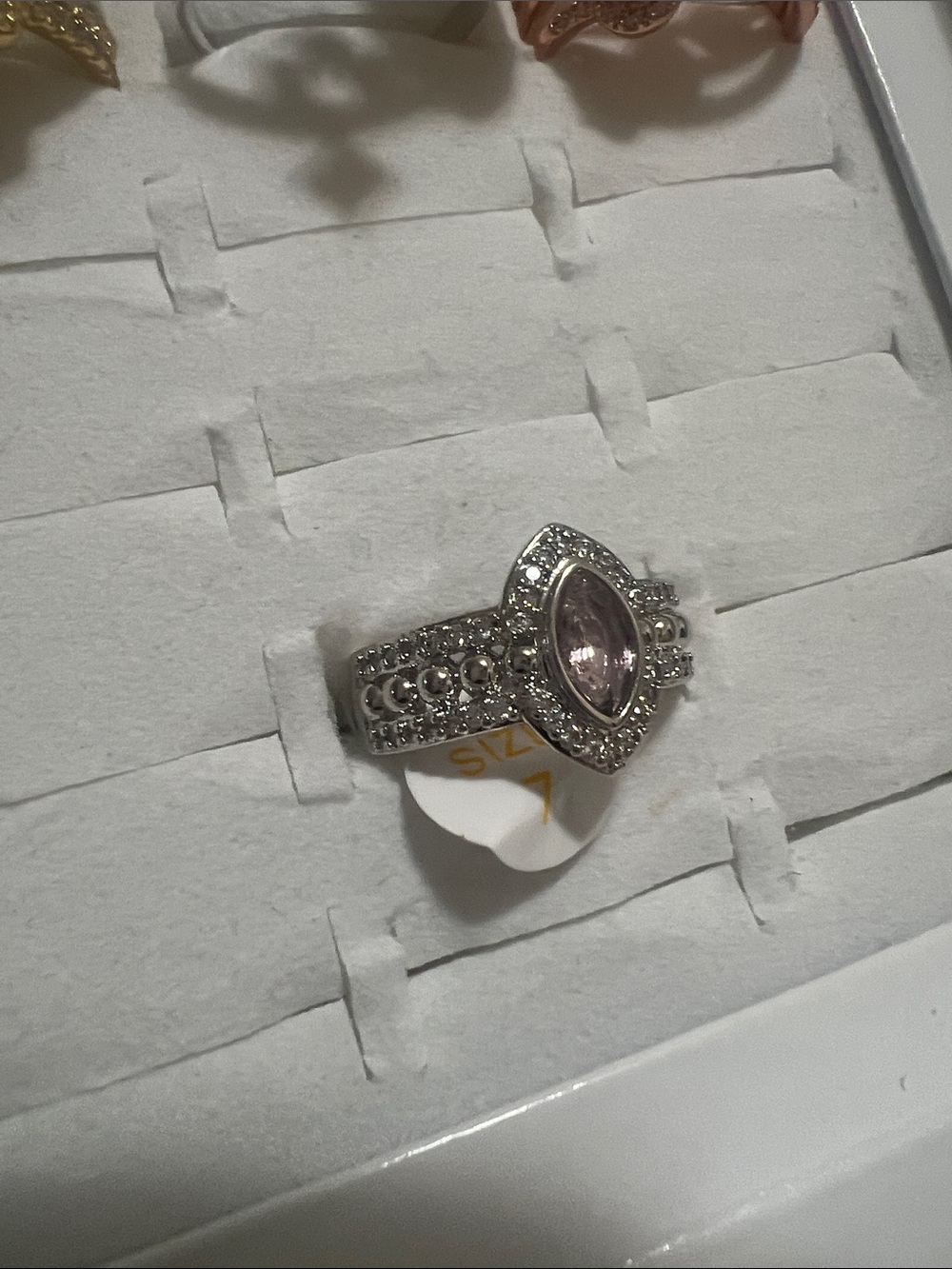 Silver Marquise Pink CZ Halo Ring - Women Jewelry